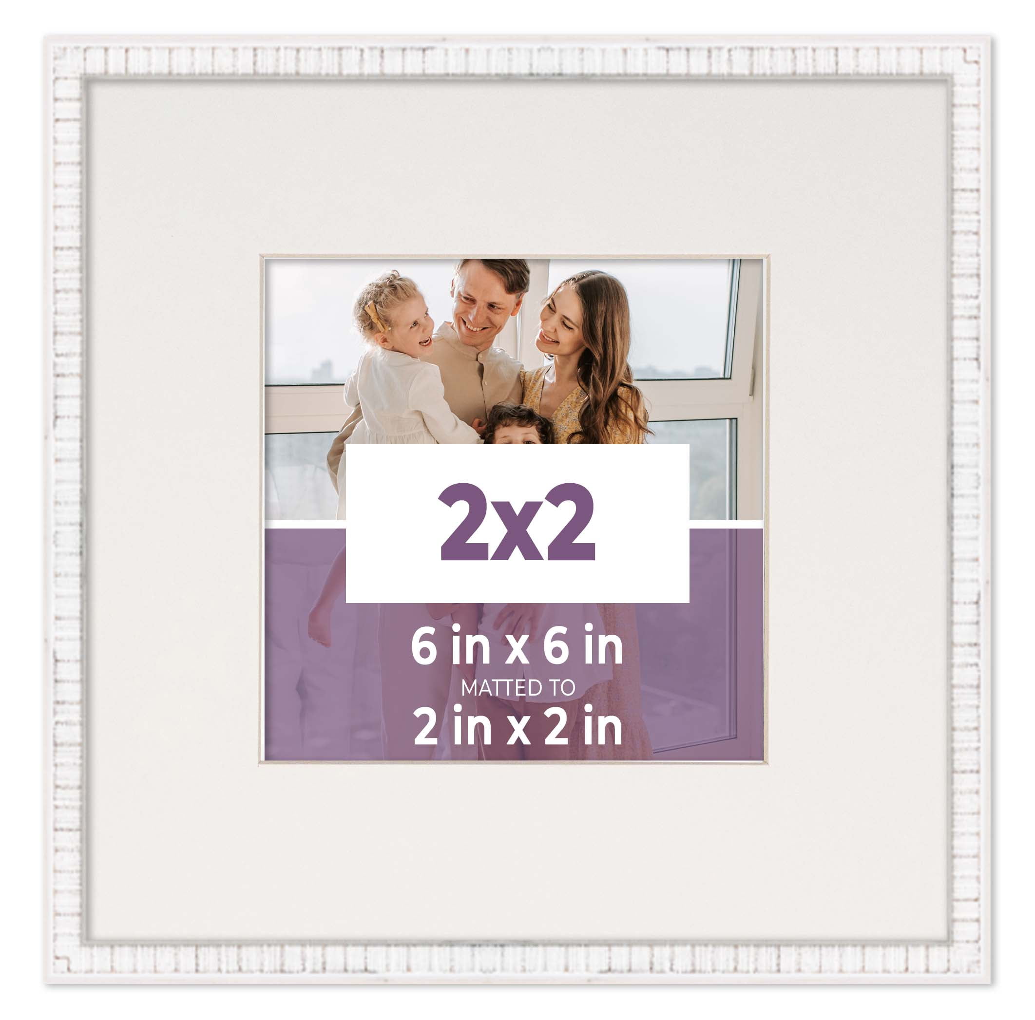 4x4 In Frame White With Black Picture Mat For 4x4 In Photo - White