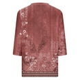 thumbnail image 5 of LEBONYARD Womens Shirts 3/4 Sleeve,Women's Fashion Casual Print V-neck 3/4 Sleeve Top Long Sleeved V-neck Top/Shirt Red S, 5 of 5