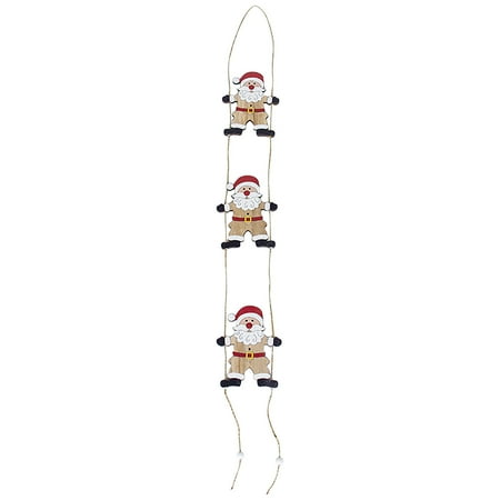 

Veki Christmas Wooden Long Rope Pendant Santa Snowman Painted Wooden Sign Christmas Tree Creative Decorations Hanging Chandelier