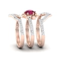 thumbnail image 5 of Womens Rose Gold Ruby Flower Ring With Diamond Accent Fashion Jewelry Gift For Birthday Anniversary Glam Style, 5 of 6