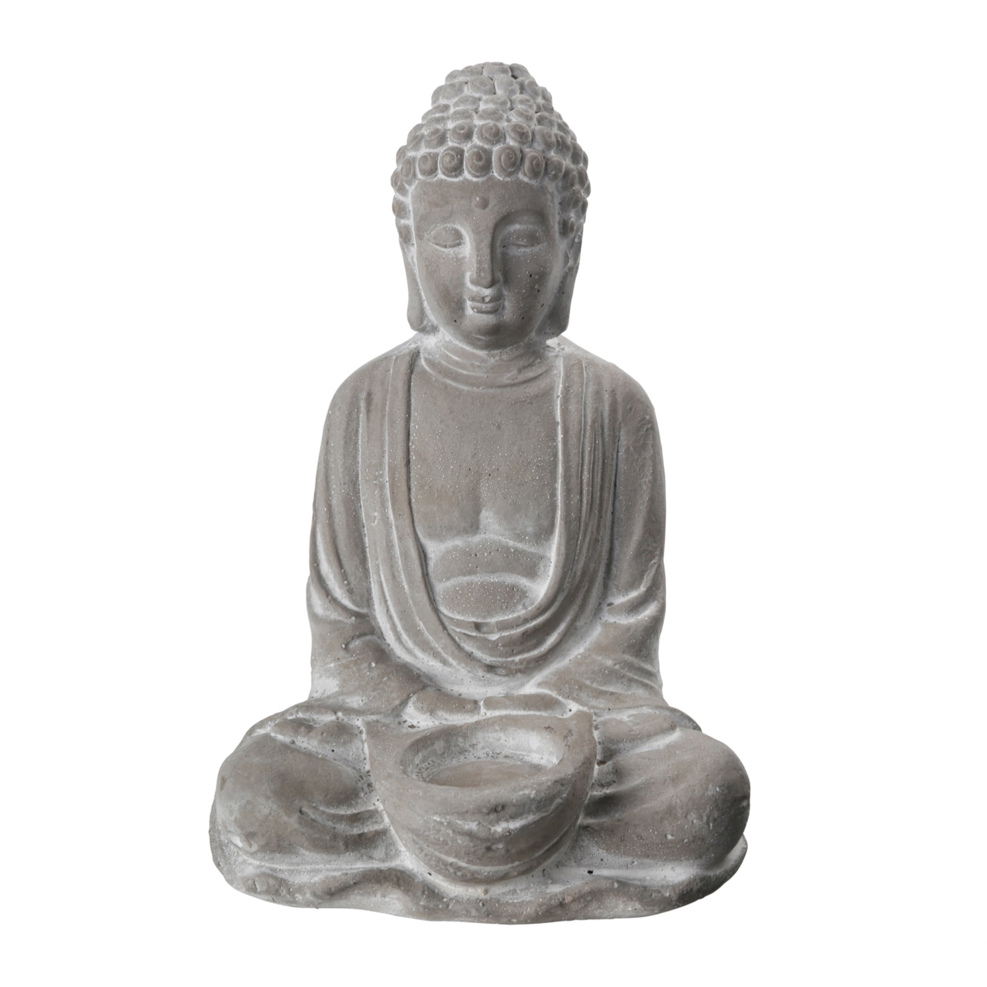 Dhyana Mudra Position Buddha Figurine with Front Candle Holder, Gray ...
