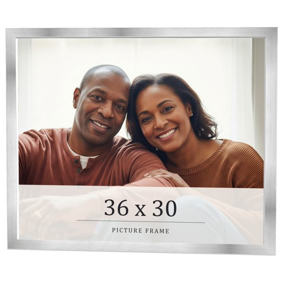 36x30 Frame Silver Real Wood Picture Frame Width 0.75 inches | Interior Frame Depth 0.5 inches |