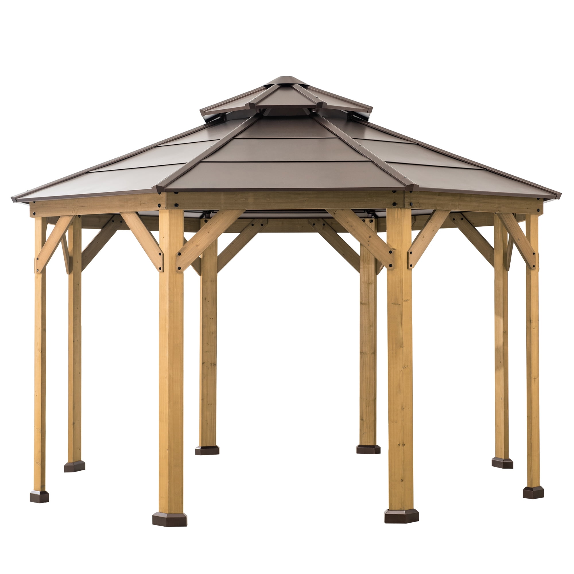 Sunjoy Brown polyester mosquito netting Gazebo Netting 8-Panel Screen Walls for Outdoor Patio For 13 ft. x 13 ft. Octagon Hardtop Gazebo