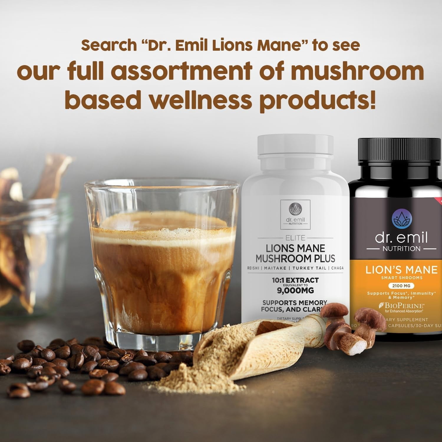 DR. EMIL NUTRITION Mushroom Coffee, Caramel, 3.5 oz, 30 Servings