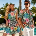 thumbnail image 3 of Jeiento Tropical Flower Matching Beach Outfits for Couples Women's Tank Dress Summer Leopard Print Shirt Aloha Shirt Sundress, 3 of 6