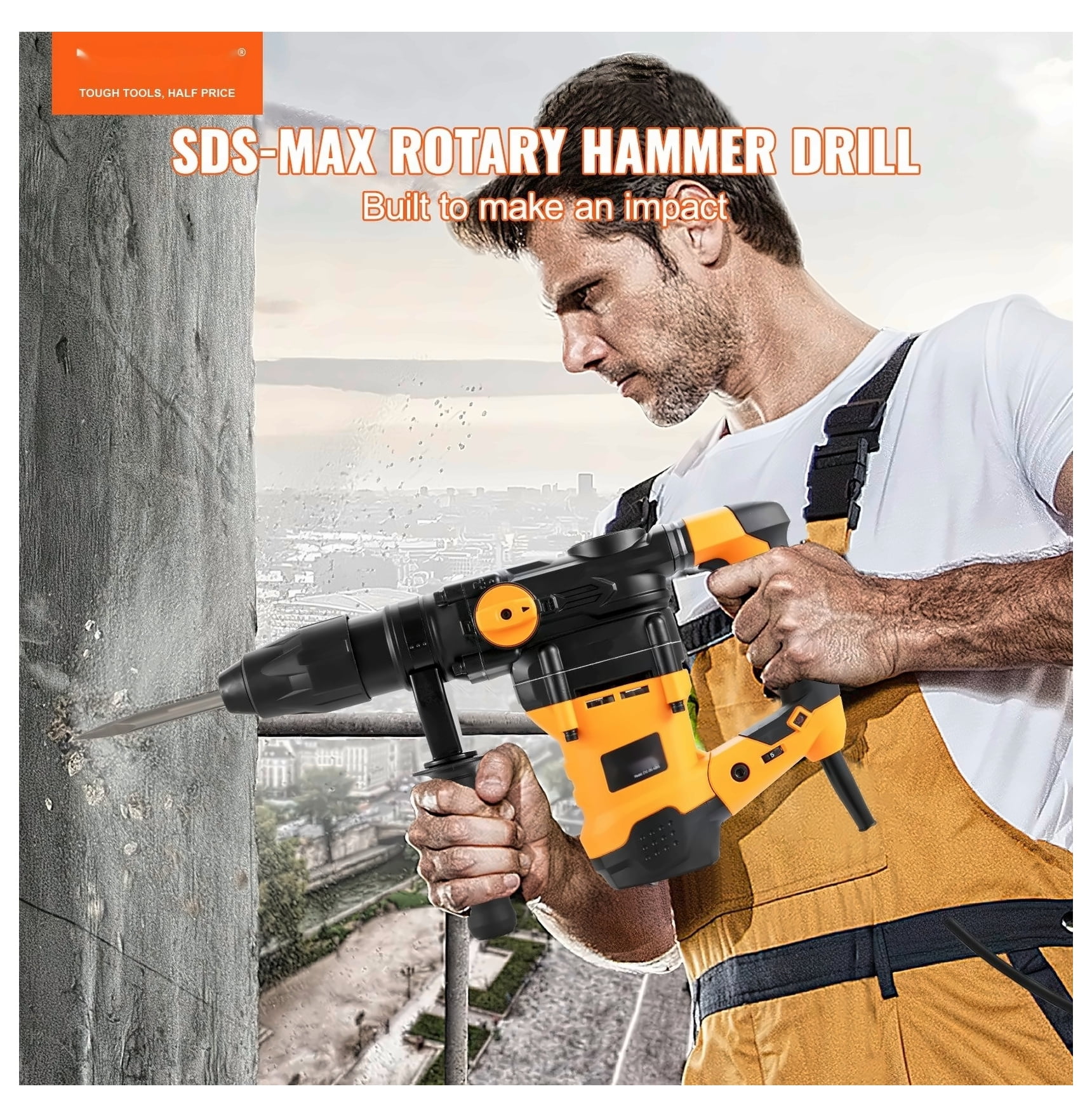TriGol Rotary Hammer Drill, 1-9/16" SDS-MAX Corded Drill, 1600W 3-Mode Chipping Hammer, Adjustable Speed, 10J Impact Energy for Concrete, Masonry, Brick