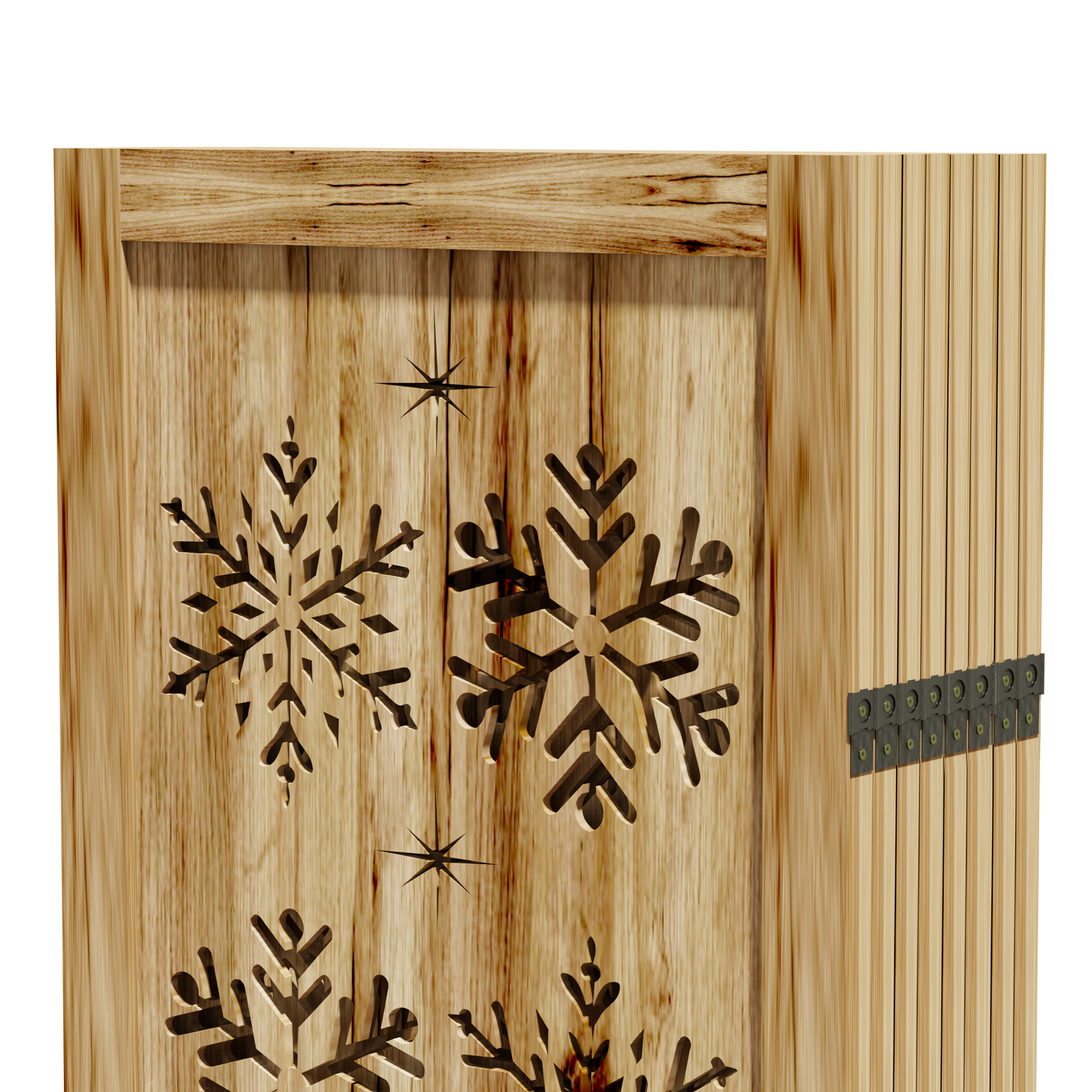 MAYEERTY 8-Piece 67×16" Natural Wood Privacy Panel Screen for Living Room, Snowflake Pattern