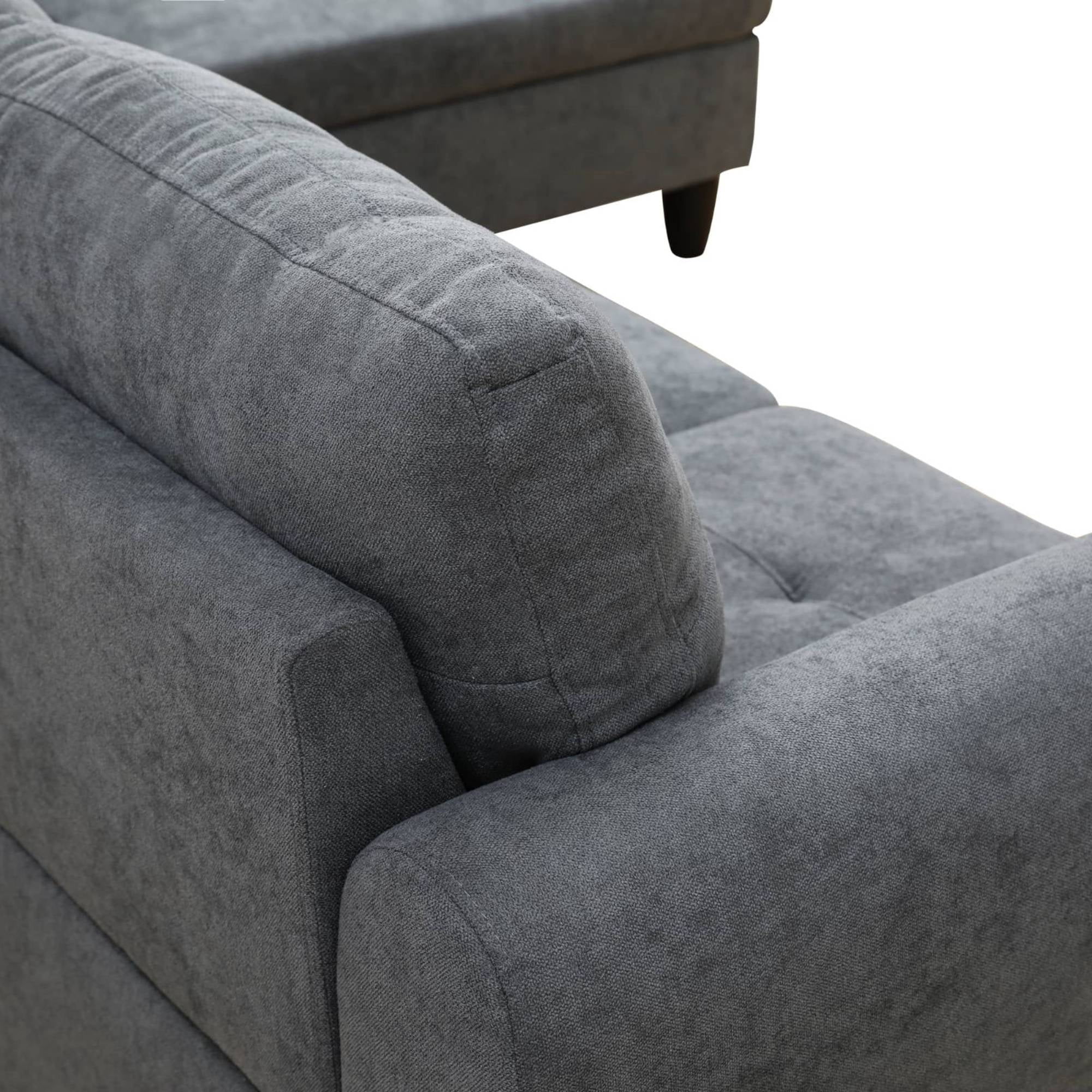 L Shape Sectional Sofa Couches Set, Modern Leather Corner Sofa Couch with Right Chaise for Living Room, Dark Grey