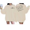 thumbnail image 4 of Baqcunre Women's Sweaters Women's Long Sleeved Letter Powherful Print Long Sleeved Sweater Crewneck Sweatshirts Fall Outfits Women Trendy Beige L, 4 of 7