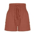 thumbnail image 6 of Xunlbb Summer Shorts for Women Cleanance Women's Summer Fashion Solid Color Drawstring Shorts,Coffee 2XL, 6 of 6