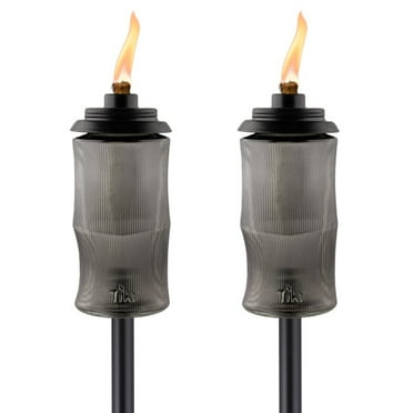 TIKI® Brand Easy Install 68 Inch Torch Glass Carved 2-Pack