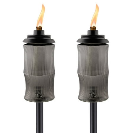 TIKI® Brand Easy Install 68 Inch Torch Glass Carved 2-Pack