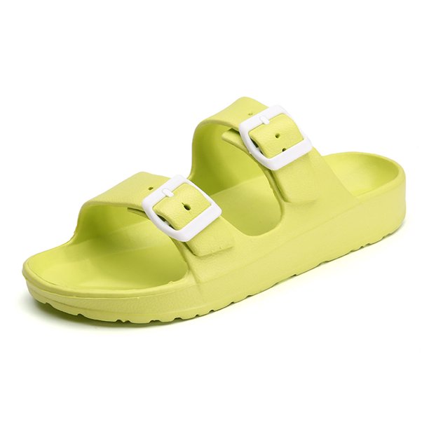 women's comfort slides double buckle adjustable eva flat sandals