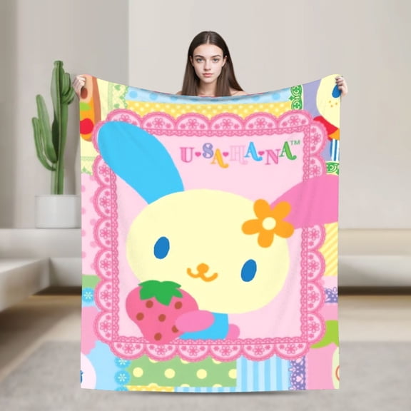 Usahana Cartoon Super Flannel Blanket Throws Pattern Couch Chair Flannel Bedspread Sofa Bed