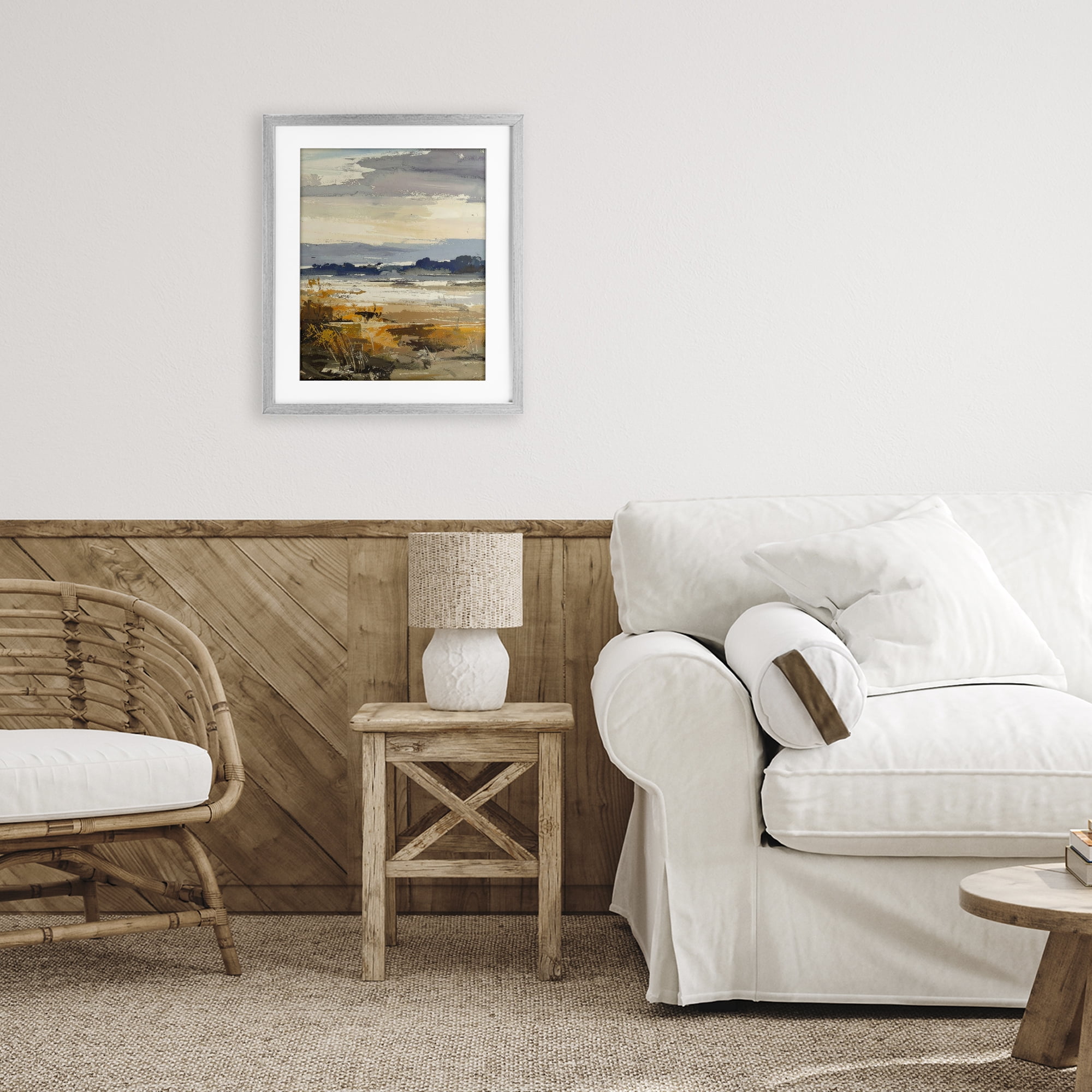 Stupell Industries Distant Horizon Abstract Gray Framed Print Under Glass, design by Alonza Saunders