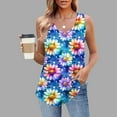 thumbnail image 2 of UPPADA Cute Tank Tops for Women Trendy Crewneck Floral Summer Tops Sleeveless Blouses Dressy Casual Graphic Tank Tops Blue,S, 2 of 5