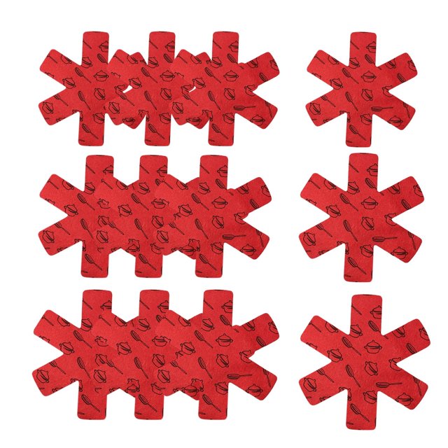 12 protectores para sartenes y ollas, almohadillas separadoras para sartenes, cuencos y sartenes antiadherentes, color rojo A-rojo