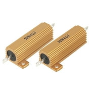 Unique Bargains 50W Power Rating 5% 4 Ohm Resistance Gold Tone Aluminum Case Resistors 2 Pcs