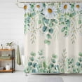 thumbnail image 2 of Shower Curtain Daisy Floral Bathroom Curtains with Hooks, Waterproof Fabric Green Eucalyptus Leaves Branch Linen Bath Shower Curtains Set for Bathroom Bathtubs Decor 72x72 Inch, 2 of 9