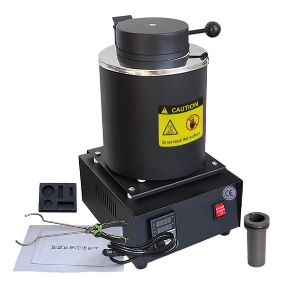 Gonipol Gold Smelting Furnace Small High-Temperature Casting Equipment With Fluted Graphite Crucible Portable Accurate Smelting Furnace For Silver Aluminum Metal Scrap ideal