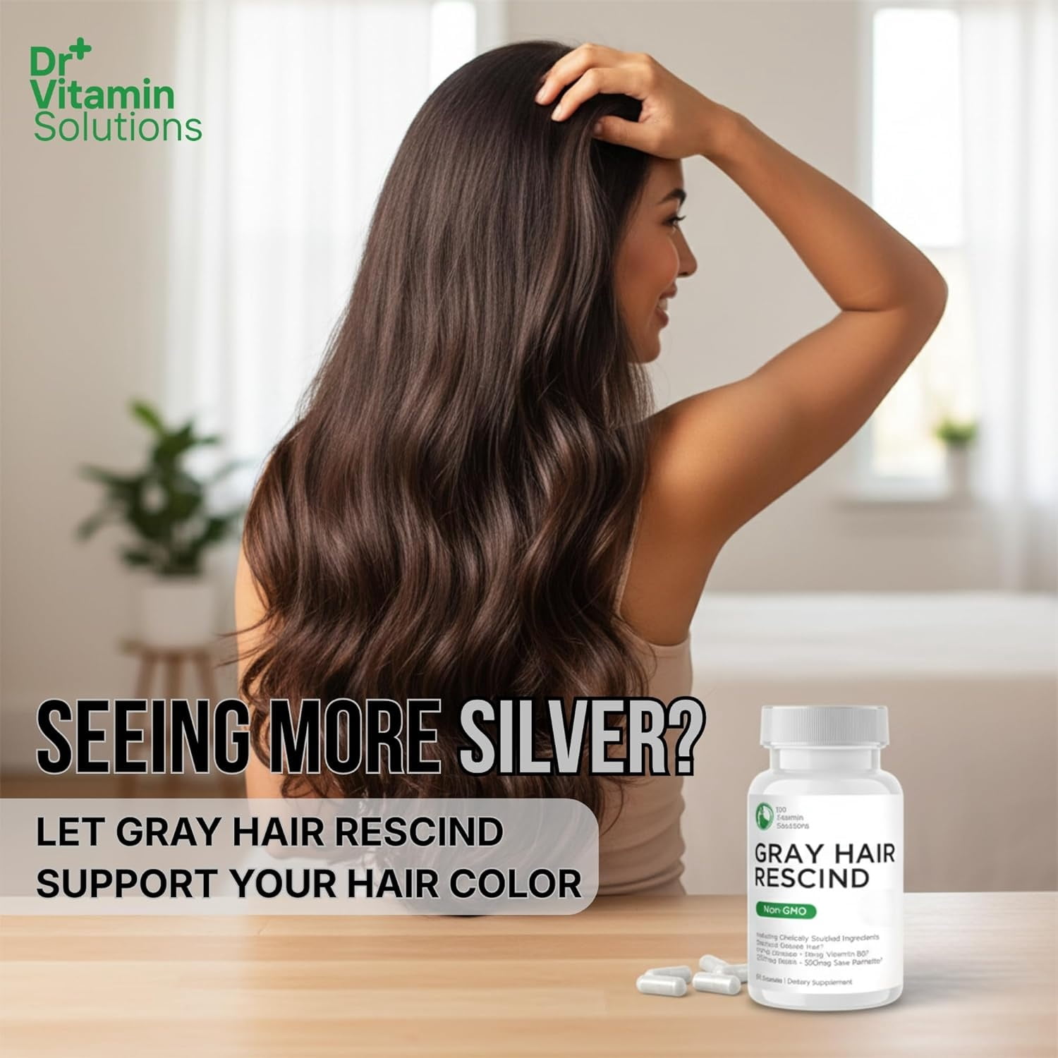 DR Vitamin Solutions Gray Hair Rescind Hair Vitamins Capsules, Hair Supplements with Catalase, 60 Count