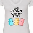 thumbnail image 4 of Inktastic Easter Just Hangin' with My Peeps Women's V-Neck T-Shirt, 4 of 5