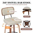 thumbnail image 3 of CRERIYO 360° Swivel Counter Height Bar Stool Set of 1, PU Leather Upholstered Bar Chair with Bentwood Legs and Backrest for Kitchen Island, Gray, 3 of 7