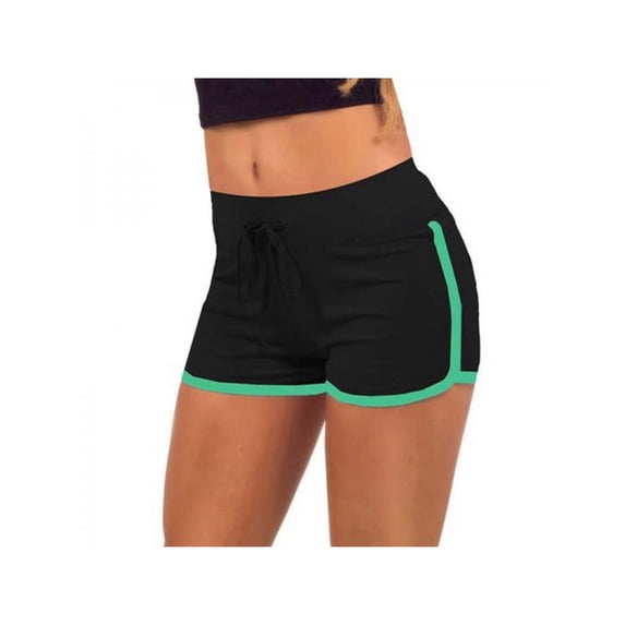 Women Casual Fast Drying Drawstring Color Block Elastic Waist Shorts