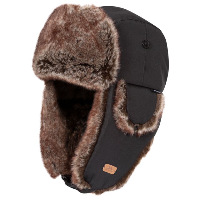 Trespass Unisex Hat Dapper - Adults Trapper Hat with Ear Flaps Ear Muffs, Water Repellent Fabric, Trooper Hat with Faux Fur, Winter Men Ladies Warm Hat