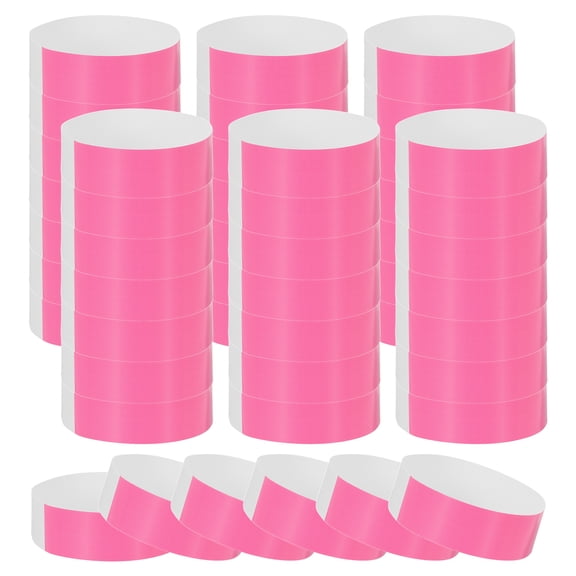 Uxcell 100Pcs Paper Wristbands for Events, Waterproof Hand Bands Colorful Party Wrist Bands for Team Building Amusement Park Concert and Identification, Neon Pink