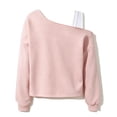 thumbnail image 4 of newwalpole Girls Cropped Sweatshirt Off Shoulder Long Sleeve Casual Crop Top | Cute Loose Fit Pullover Solid Color Y2K Trendy Shirt for Daily School Wear(Pink,9-10 Years), 4 of 6