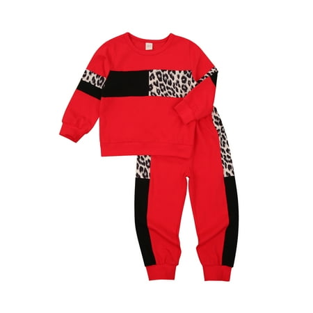 

Sunisery Toddler Infant Baby Girl Sweatshirt Outfits Pullover Long Sleeve Leopard Print T-Shirt Tops Pants Tracksuit Clothes Set