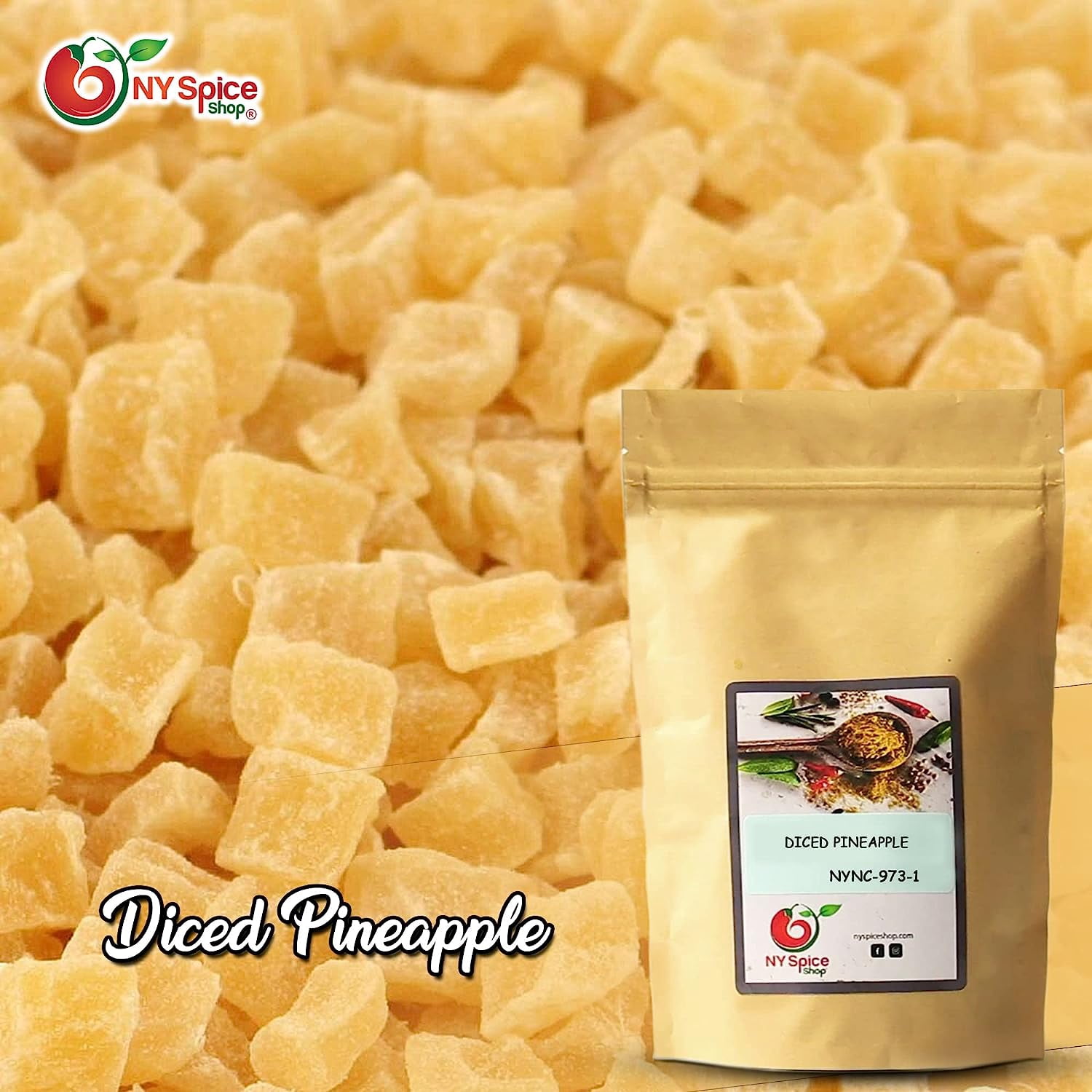 NY SPICE SHOP Dried Pineapple Chunks - 3 Pound - Tropical Dry Fruit Slices - Dried Chunks