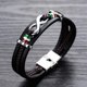 thumbnail image 3 of Pulsera de cuero para hombre & #39;s, pulsera de cuero negro para hombre, cuero real infinito trenzado Feliz Sencillez, 3 of 5