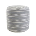 thumbnail image 5 of Laddha Home Designs 20" Gray and White Striped Round Outdoor Patio Pouf Ottoman, 5 of 9