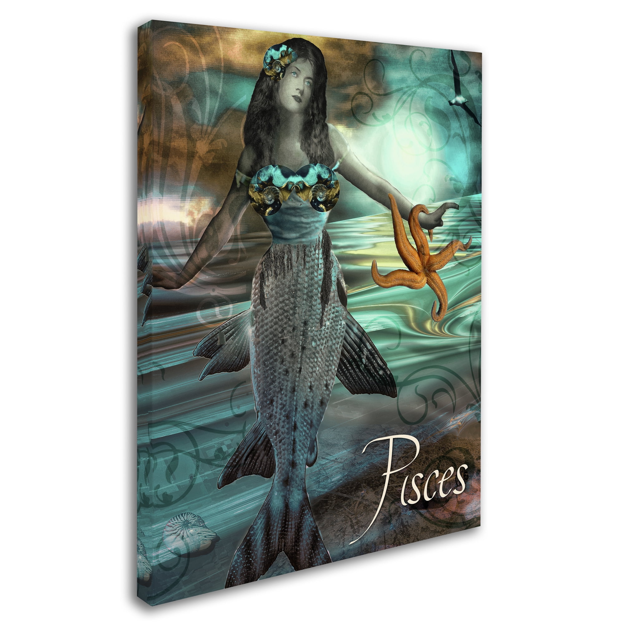 Trademark Fine Art "Art Nouveau Zodiac Pisces" Canvas Art by Color Bakery