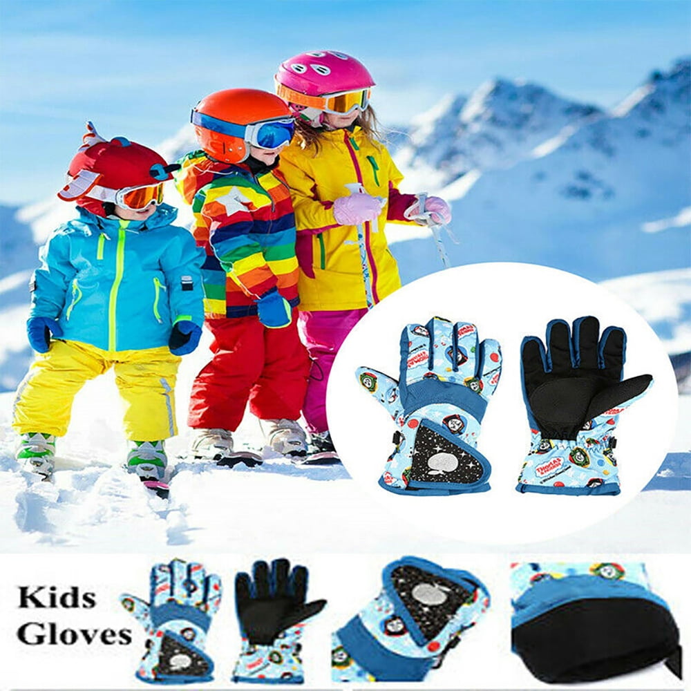 Kids Girls Frozen Winter Waterproof Fleece Warm Gloves Snowboarding Skiing Sport 
