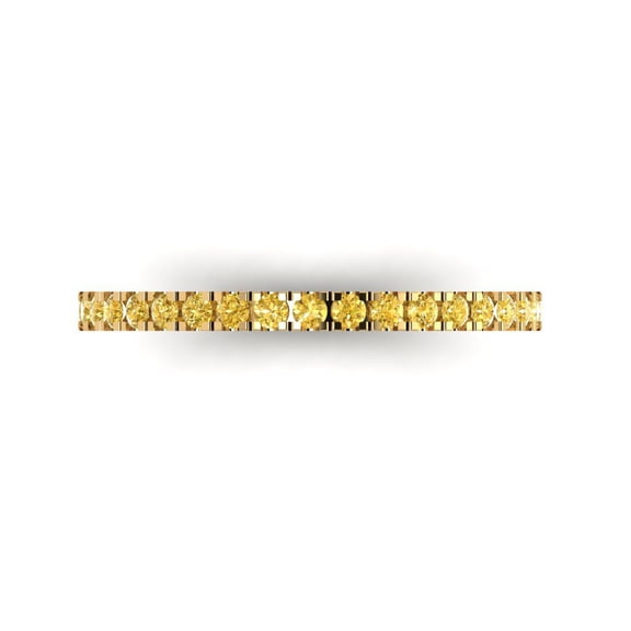 0.57 ct Brilliant Round Cut Natural Citrine 18K Yellow Gold Stackable Band SZ 3.5