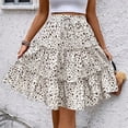 thumbnail image 2 of WTOBBY Women's Fashionable Floral Print Casual Skirt with Elastic Waist and Adjustable Strap, Versatile Half Skirt Design for Everyday Wear, Boho Chic Summer Outfits,White L, 2 of 3