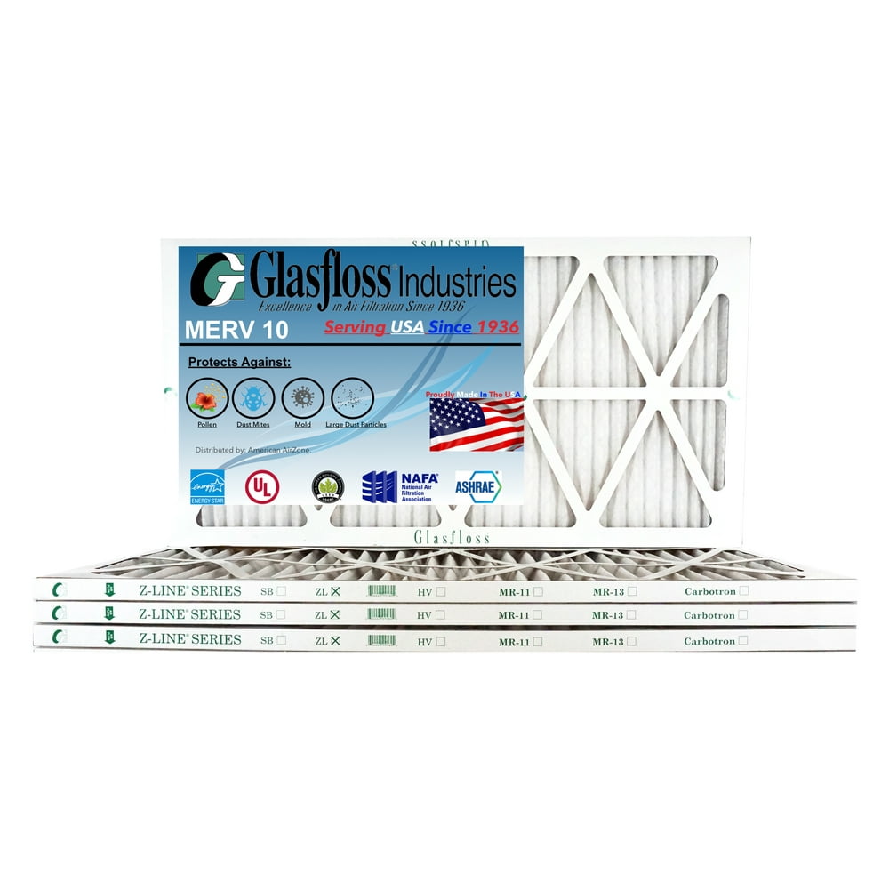 Glasfloss 20x30x1 MERV 10 Qty4 Furnace Air Filter Made in USA