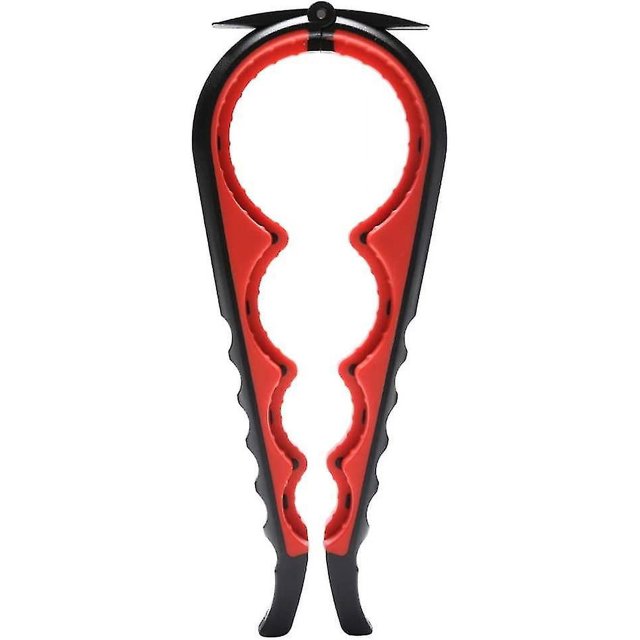 Abridor de frascos, abridor de botellas y abrelatas con anilla para manos débiles, ancianos, artritis y cualquier persona con poca fuerza (negro y rojo)