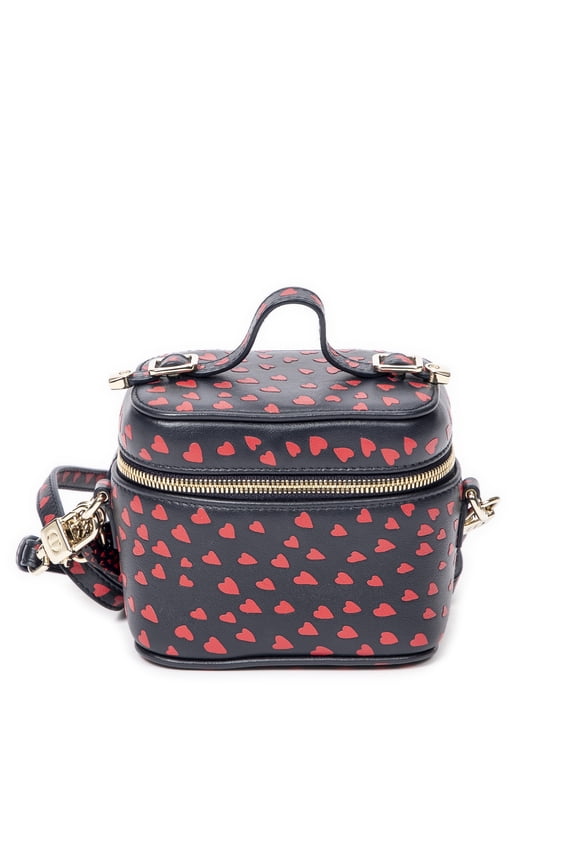 Pre-Owned Dior Navy/Red Micro Lady Dior Vanity Case Shoulder Bag Heart Printed Leather