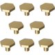 thumbnail image 1 of Paquete de 10 perillas doradas para gabinetes y cajones, perillas de gabinete doradas, perillas de latón macizo puro, tiradores de cajones hexagonales, perillas de latón cepillado, 1 of 5