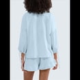 thumbnail image 4 of Conjunto de Dos Piezas para Mujer: Top de Larga con Lazo y Bóxer con Volantes Conjunto Informal A Juego Azul M, 4 of 9