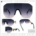 thumbnail image 2 of Womens Oversized Rectangle Rimless Shield Designer Jewel Hinge Diva Sunglasses Black Gold - Smoke, 2 of 8