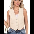 thumbnail image 1 of Chaleco de Traje Corto para Mujer, con Botones, Informal, Elegante, para Negocios. Crema L, 1 of 7