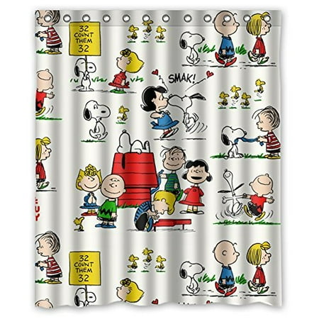 Ganma Cartoon Character Snoopy Shower Curtain Polyester Fabric