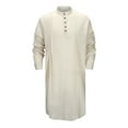 thumbnail image 4 of Miluxas Mens Robe Button Down Long Sleeve Cotton Linen Thobe Casual Gown Henley Shirt Khaki XXL(XXL), 4 of 9