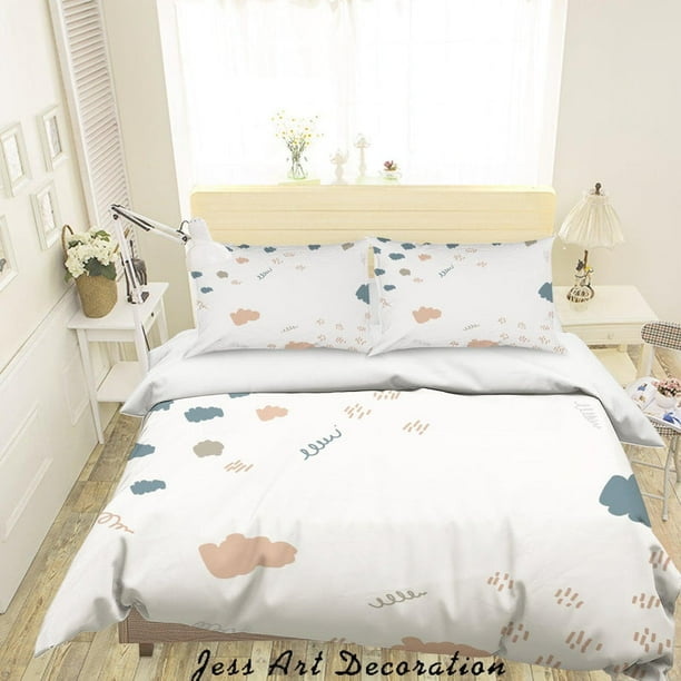 3D Blanco Geométrico Patrón Funda de edredón Set Ropa de cama Set Funda Nórdica Fundas de almohada