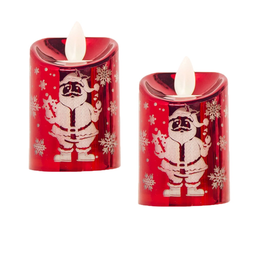 Flickering Flameless Pillar Candles, Battery Operated Red Warm Light
